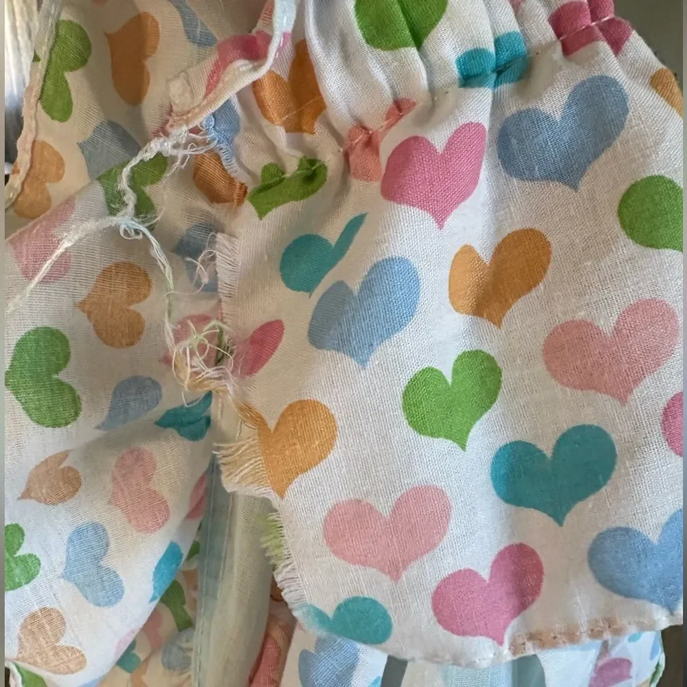 Vintage Care Bear Curtain 2 Sets Hearts Ruffles 1980’s